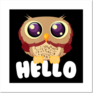 Hello Kawaii Owl Bird Of Prey Lover Posters and Art